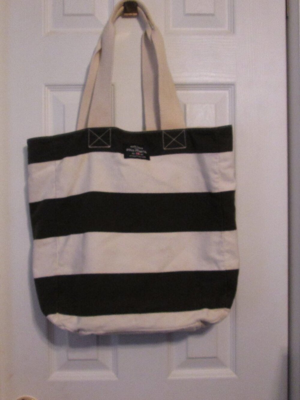 Polo Jeans Co. Black/Ivory Striped Tote